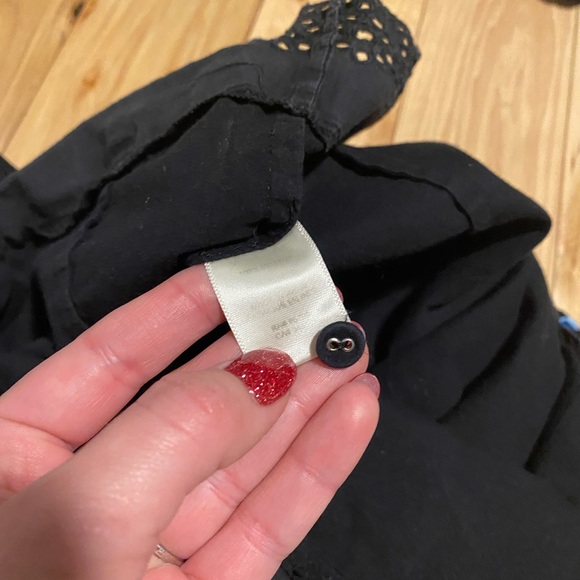 Rebecca Taylor Embroidered Mini Dress Eyelet Hem Cap Sleeve Button Back Black 4 - Picture 3 of 11